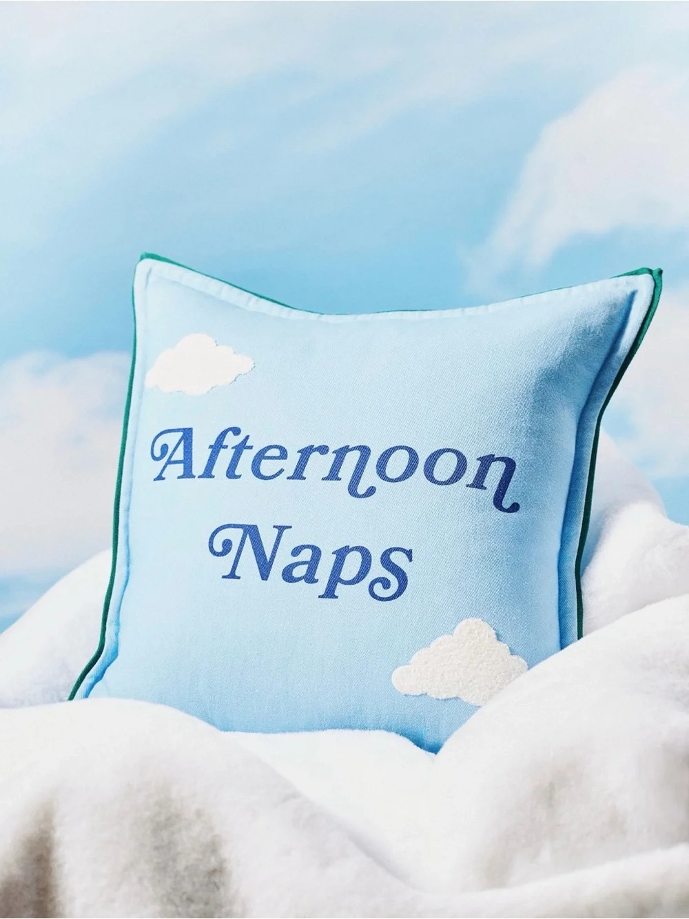 New Anthropologie Afternoon Naps pillow cover Blue clouds bird